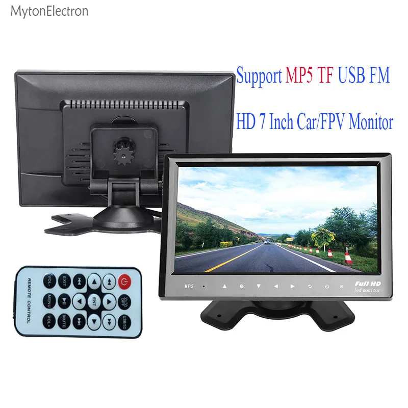 800*480 светодиодный экран 7 дюймов Автомобильный/FPV монитор с Mp5 TF USB подключение к