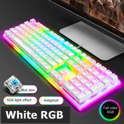 White Blue Axis ROYAL KLUDGE RK918 USB Проводная RGB подсветка Механическая игровая клавиатура макро Программирование с различными эффектами подсветки - Цвет: White Blue Axis