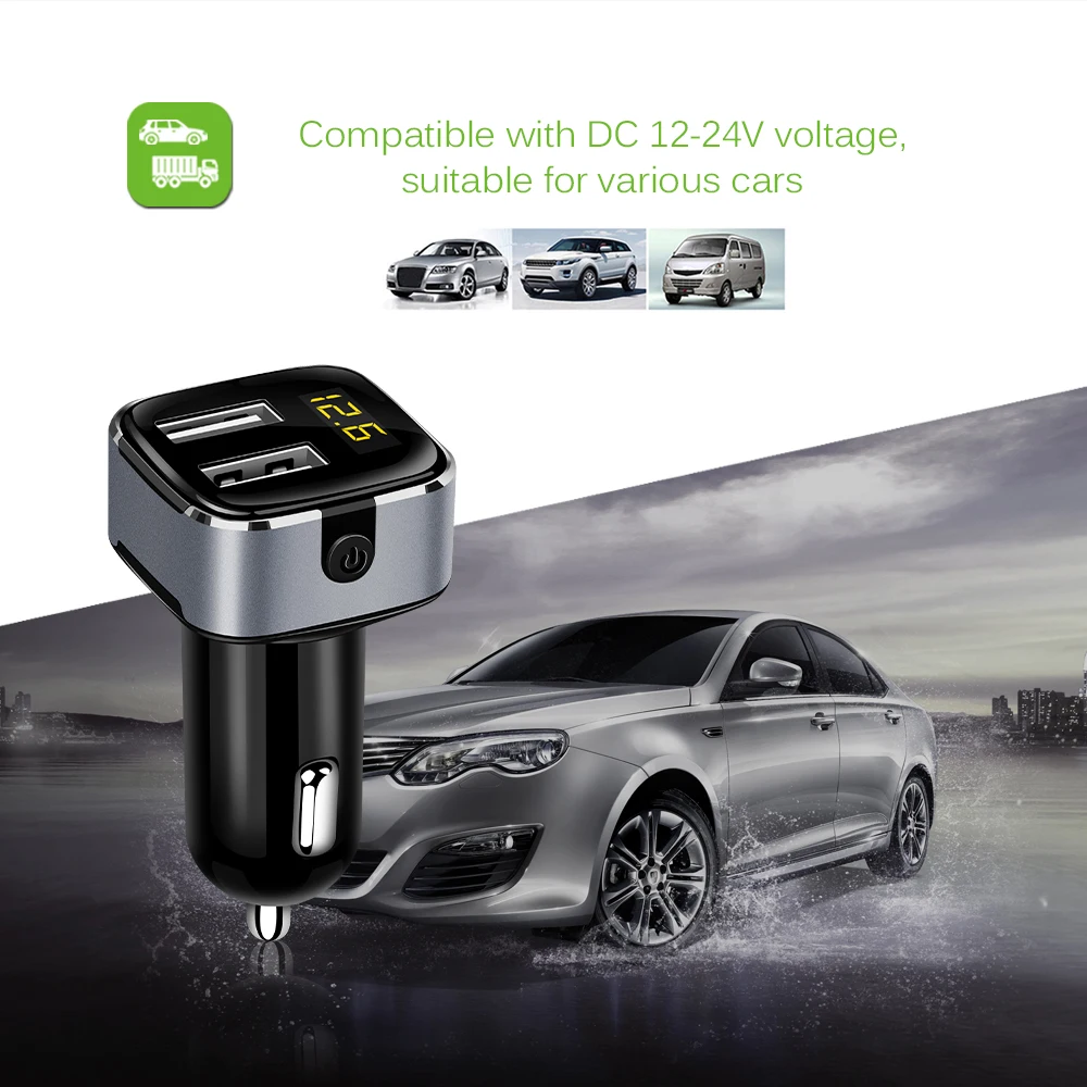 Автомобильное зарядное устройство Powstro 3.1A двойной USB Смарт-адаптер для быстрой зарядки с выключателем питания Вольтметр для обнаружения тока для iPhone iPad samsung