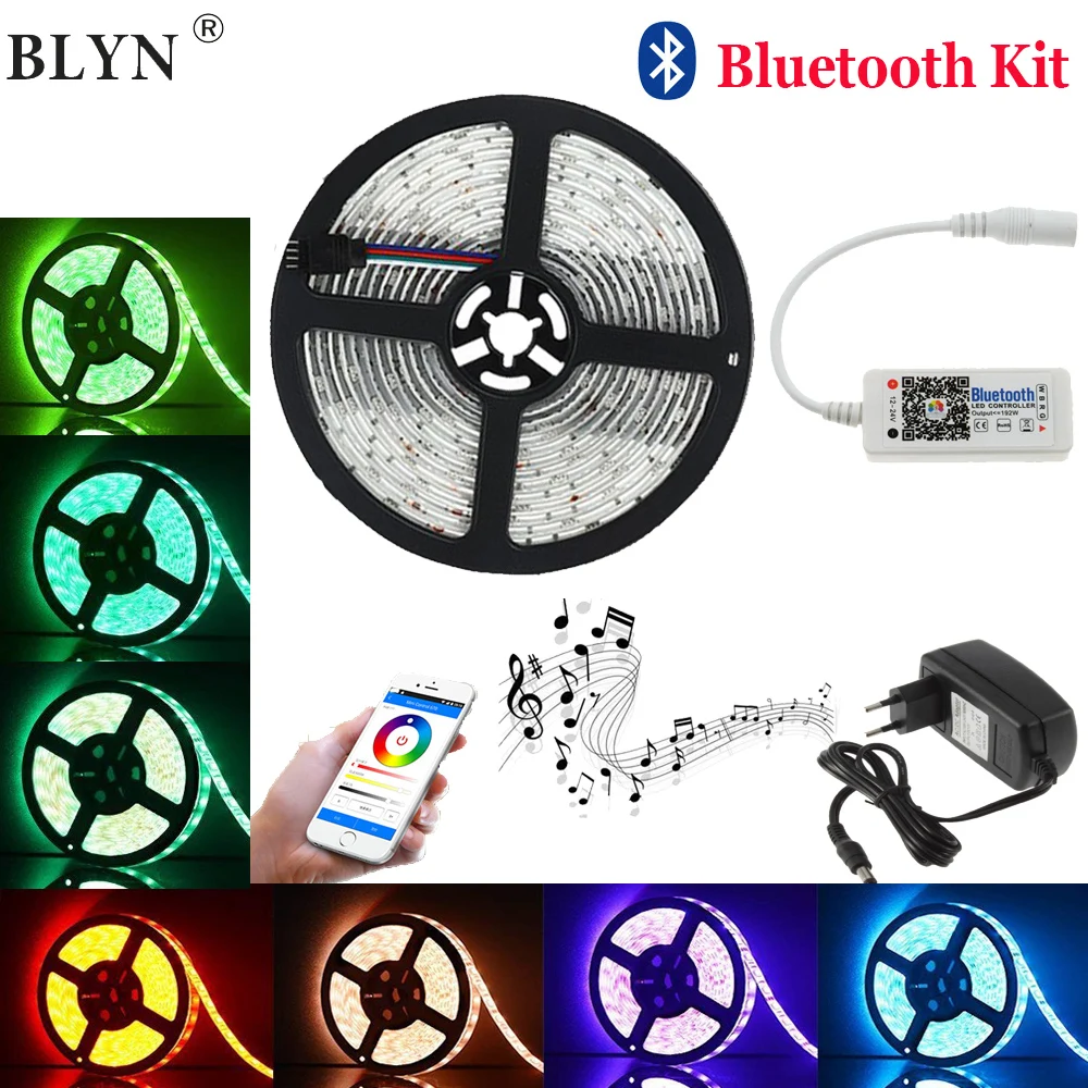 Светодиодная лента Bluetooth RGB 5050 потолочный светильник с контроллером Bluetooth 5 м 10 м умный контроллер музыка лампада полосы адаптер
