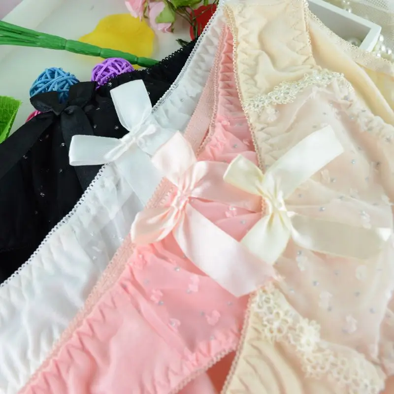 

Women Lace Push Up Bras Sets Dot Print Padded Bras Brassiere Bow Twist Candy Color Underwear Panties Set