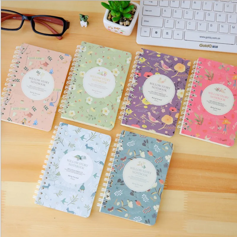 3pcs/lot 14 * 9cm 80sheets Creative Fresh &amp Beautiful Pattern Natural Matter Coil Book Page Notebook | Канцтовары для офиса и