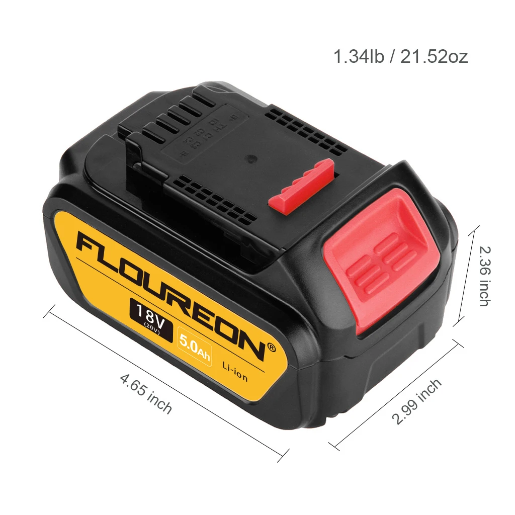 Floureon 18 V 5.0Ah Батарея совместим с DEWALT 18 V DCB200, DCB181, DCB182, DCB184 DCD780 DCD785 DCD795 DCF885 DCS380 DCS391 пила