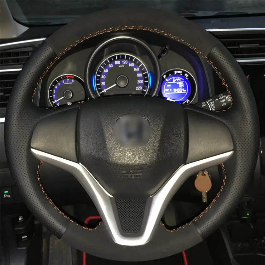 MEWANT черный чехол рулевого колеса автомобиля из натуральной кожи для Honda Fit- City- Jazz- HR-V HRV