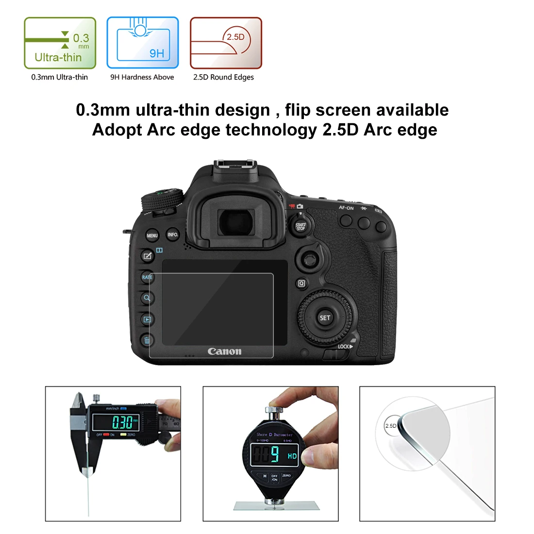 Screen Protector Shield Film 9H Tempered Glass for DSLRs Canon EOS 7D Mark II Mark2 MK2 Markii 7D2 7DII LCD Cover-! | Электроника