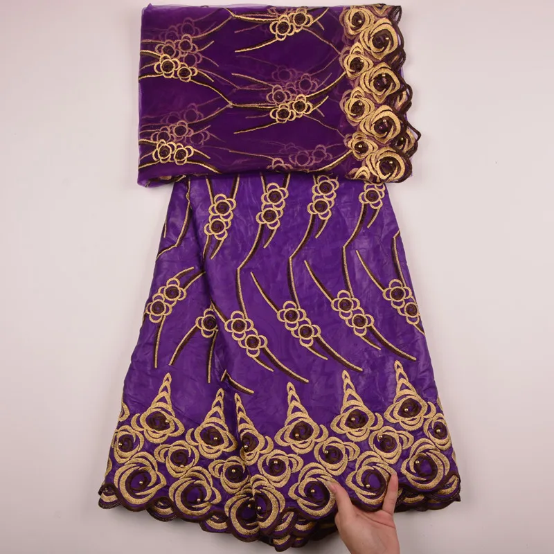 

African Bazin Riche Fabric Embroidered High Quality 2018 Bazin Riche Getzner 5 + 2 Yards Net Lace With Guipure Lace A1301