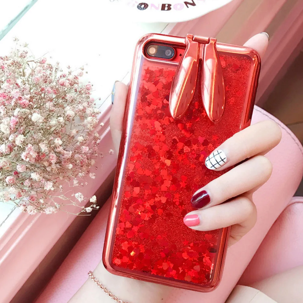 KISSCASE Glitter Quicksand Rabbit Case For iPhone 5S 6 7 8 Plus Cases 6S Silicon Girly Back Cover |