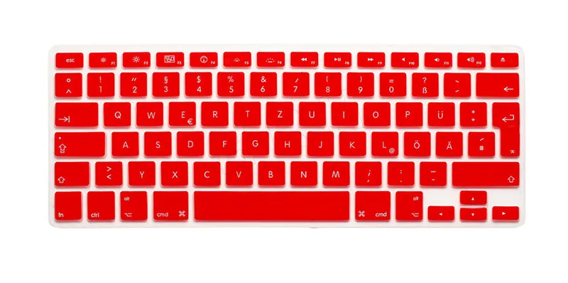 Red HRH водонепроницаемый немецкий язык ЕС/Великобритания Силиконовый чехол для клавиатуры защита кожи для Macbook Air Pro retina 13 15 17 - Цвет: Red