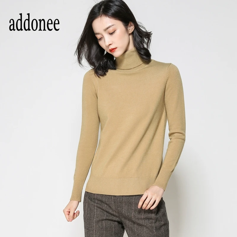 2018 New Style High Quality Autumn Spring Women Cashmere Wool Sweater Pullovers Warm Solid Turtleneck Fashion Casual Wild Thick | Женская