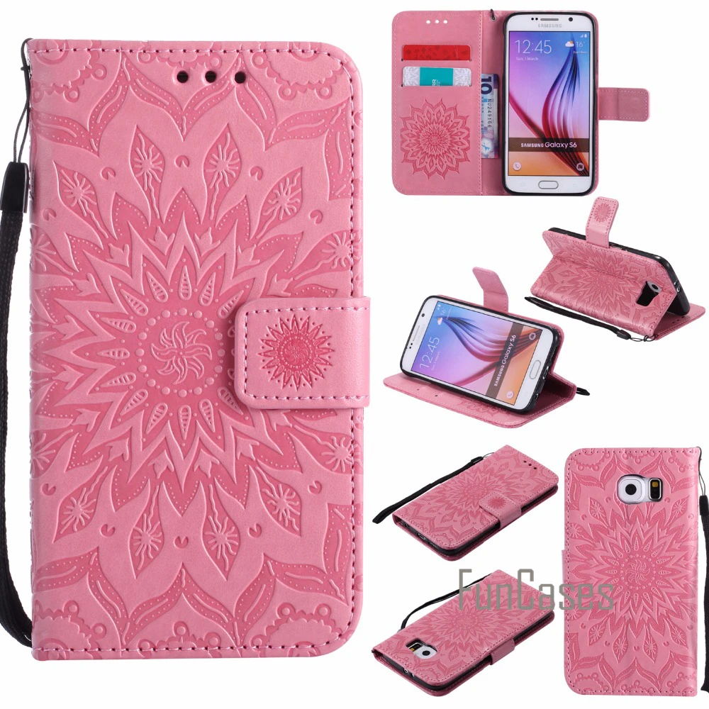Рельефный чехол на магнитном замке coque samsung Galaxy S6 Edge fundas S6/S6 + держатели для карт