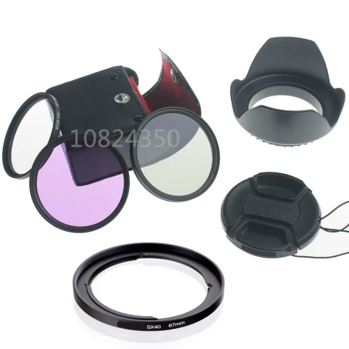 

Digital DSLR Camera 6in1 1 set 67mm UV CPL FLD Filter Set + Lens Hood+Cap for Canon PowerShot SX50 SX40 HS
