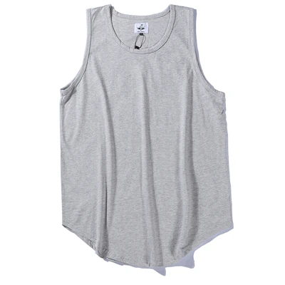 B2031 light grey Брендовые мужские летние камуфляжные свободные хип-хоп топы на бретелях, футболка с удлиненным изогнутым подолом, повседневные хлопковые мужские тренажерные залы без рукавов, одежда под рубашку - Цвет: B2031 light grey