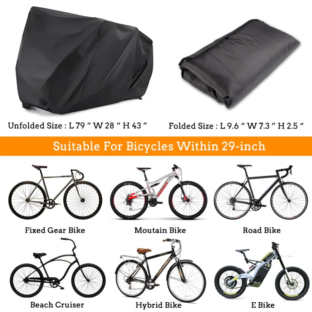 Bike Cover Storage Waterproof Outdoor Electric Bicycle Rain Tarp Dustproof UV Protective Cycling Sleeve Accessories RL19-0012