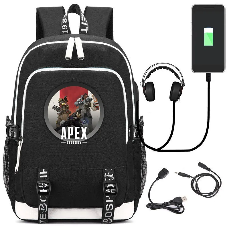 019 Игра Apex Легенды Рюкзак с usb-портом Студенческая школьная сумка подростковый рюкзак мультфильм сумка для ноутбука дорожные сумки подарок - Цвет: 019