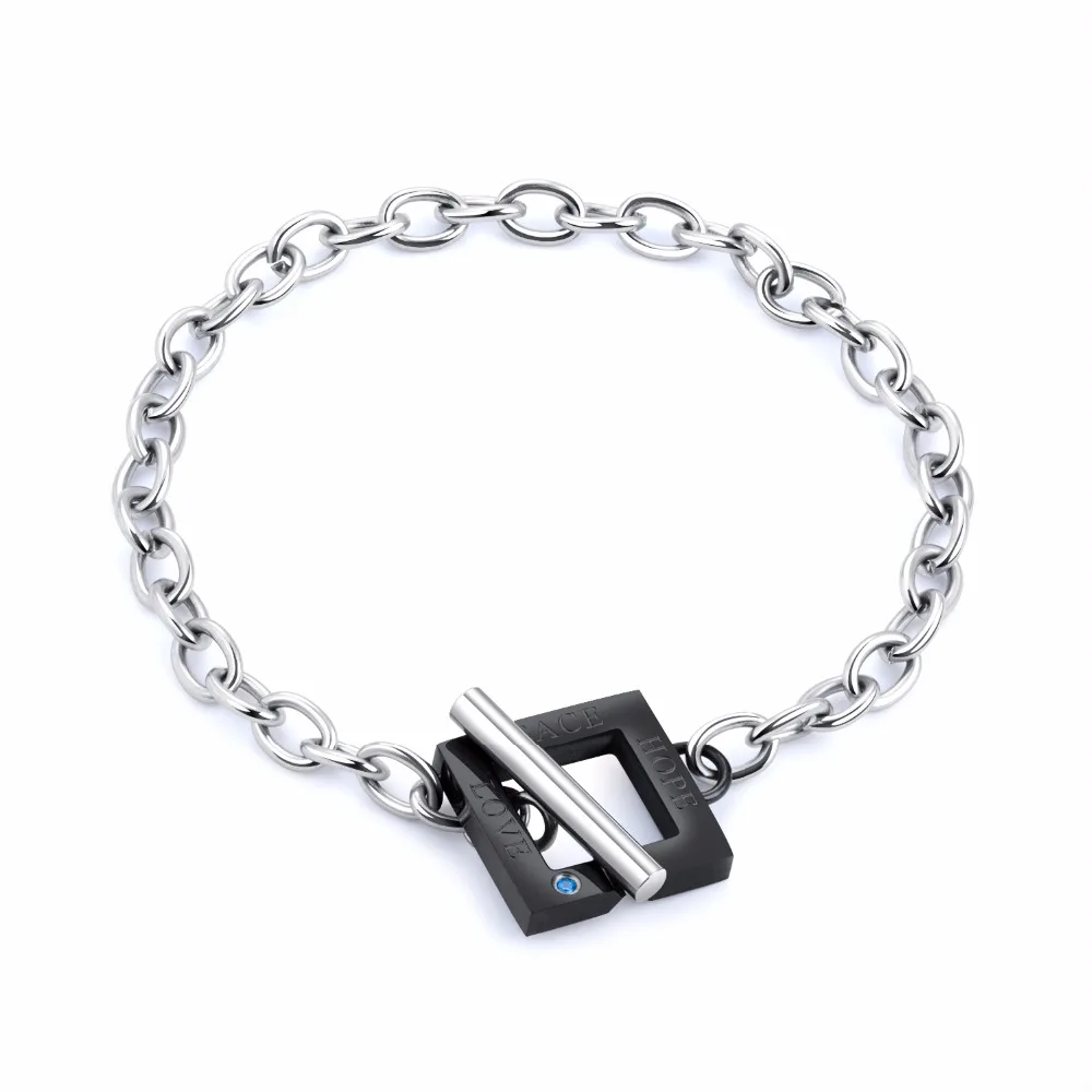 Модный браслет с буквами и сердечками для мужчин женщин из нержавеющей стали