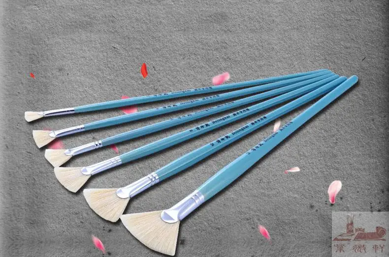 6 шт./компл. кисть с рыбьим хвостом и щетиной свиньи в форме веера для масляной