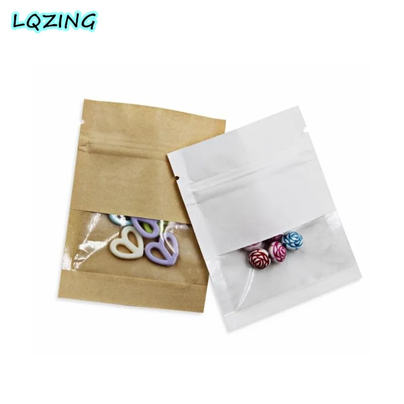 30 шт ремесло белый/Крафт ювелирные изделия упаковка молния замок бумажные пакеты