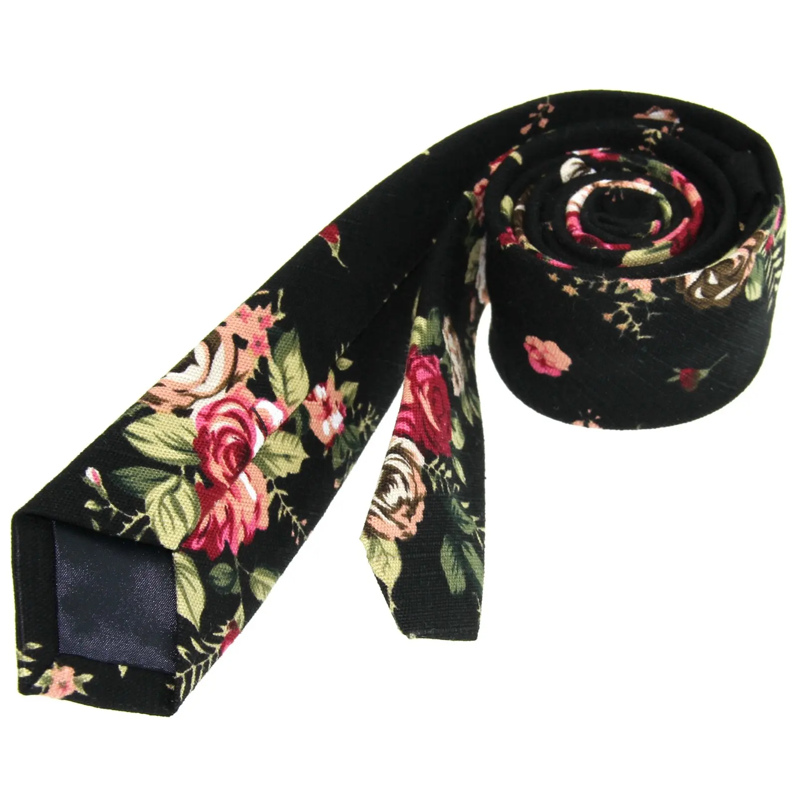 Мужской Ретро узкий галстук хлопковые черные галстуки с цветочным рисунком и
