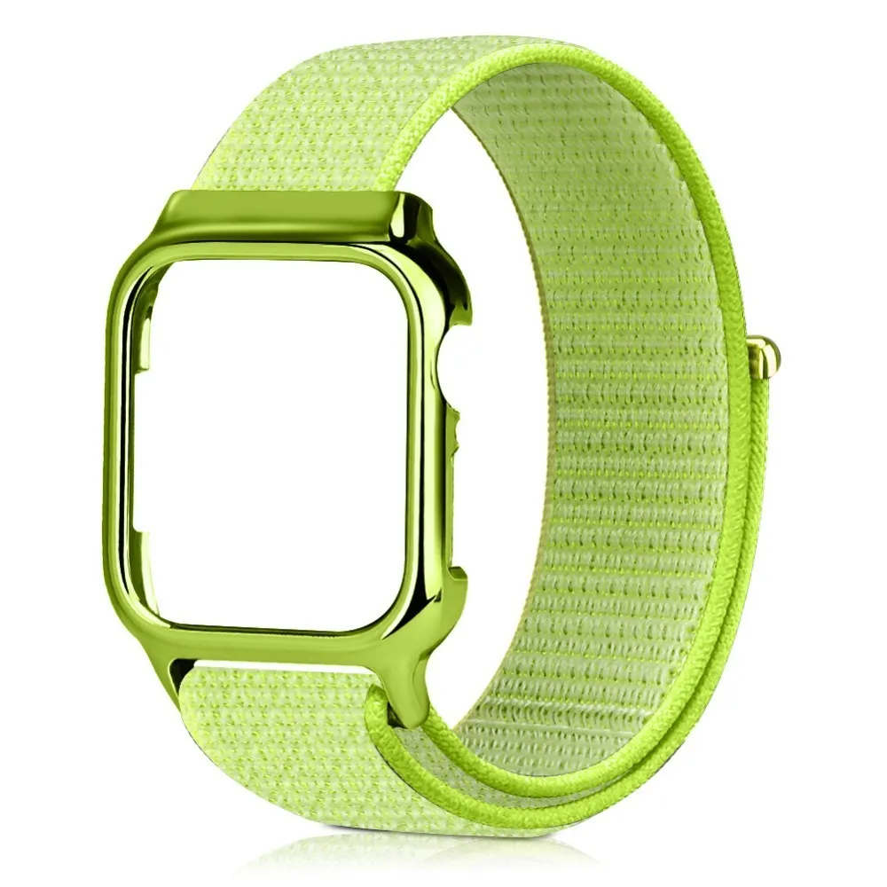 Green 2 40 мм, 44 мм, ремешок с рамкой для Apple Watch, серия 4, новинка, нейлоновая Спортивная петля, магнитная застежка, Iwatch, браслет, защитный чехол, крышка - Цвет ремешка: Green 2