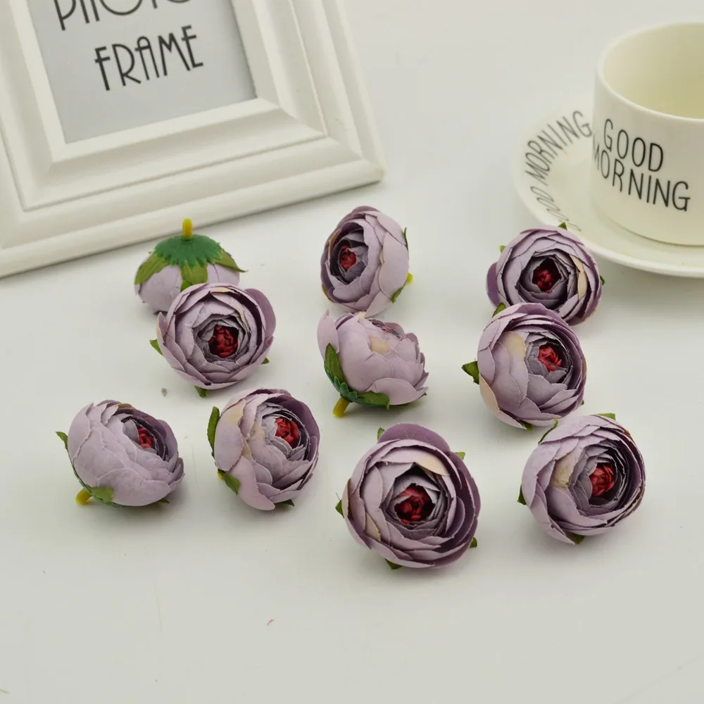 light purple 4 см 100 шт небольшой чайный бутон Искусственные цветы дешевые шелковые розы головы дома Свадебные украшения diy ВЕНОК аксессуары конфеты подарочная коробка - Цвет: light purple
