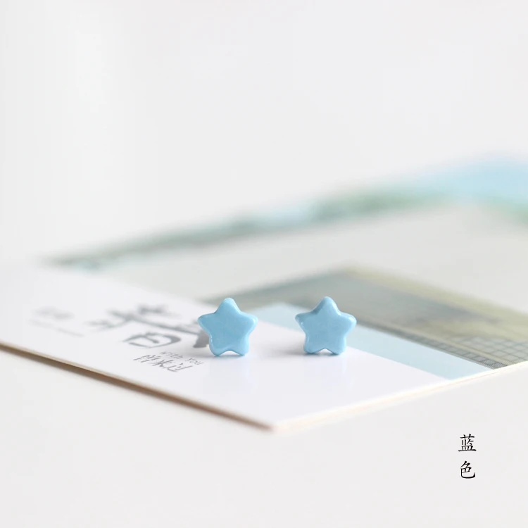 Женские Новые Креативные красочные серьги гвоздики из керамики с рисунком