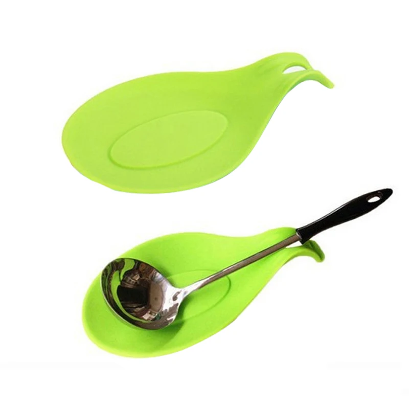 Green Силиконовый коврик для ложки, держатель, коврик, термостойкая подставка, яичный венчик, аксессуар для кухни, распродажа - Цвет: Green