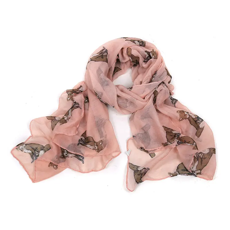 2017 Женский простой шарф из вискозы шарфы и шали с принтом животного лисы кавайные