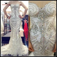 custom made mermaid sweetheart lace tulle crystal heavy beaded luxury sexy vintage bridal wedding dresses wedding gown ws69