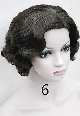 6 20s женский ретро Короткий Палец Волна Кудрявые Волнистые Pinup парики Хэллоуин косплей парик - Цвет: 6