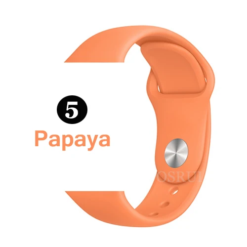 5-Papaya Ремешок для apple watch correa 42 мм 38 мм iwatch серия 44 мм 40 мм 5 4 3 спортивный силиконовый браслет аксессуары для apple watch - Цвет ремешка: 5-Papaya