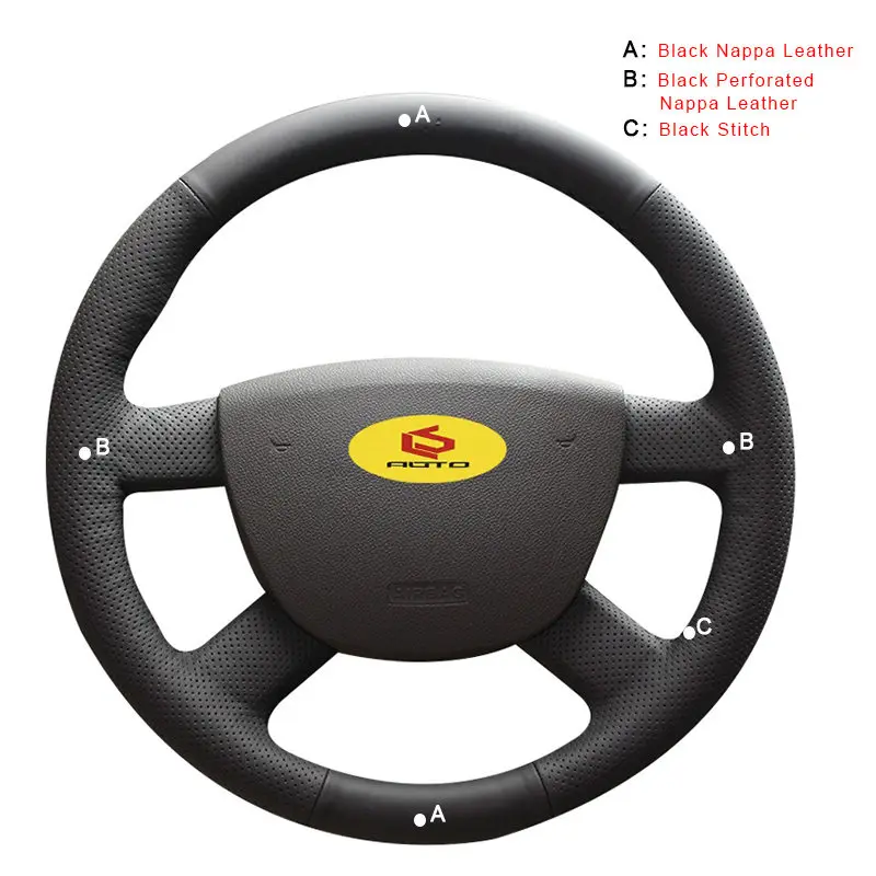 Оплетка на руль Крышка для Ford Focus 2 2011-2005 для Ford Kuga 2008-2011 C-MAX 2010-2007 автомобильные кожаные рулевые крышки - Название цвета: Nappa Leather