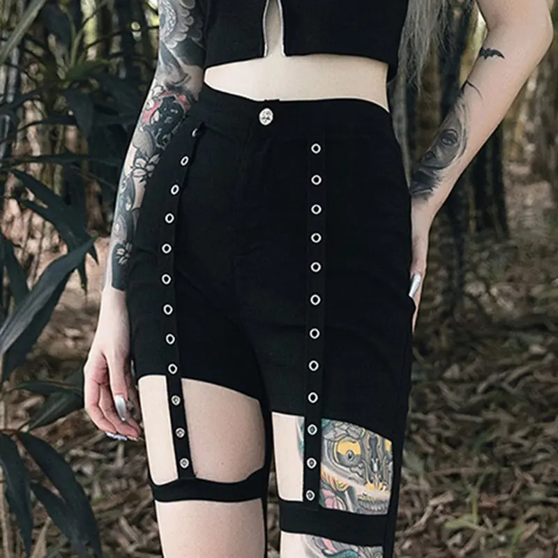 Женские обтягивающие брюки-карандаш Goth повседневные Черные Облегающие брюки в