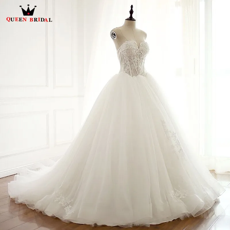 

Custom Made QUEEN BRIDAL Ball Gown Sweetheart Lace Tulle Formal Bride Long Wedding Dresses Wedding Gowns 2021 New Design LP22