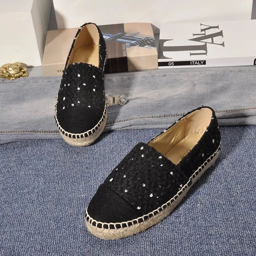 Для женщин обувь хлопковая ткань круглый носок женские лоферы Лидер продаж