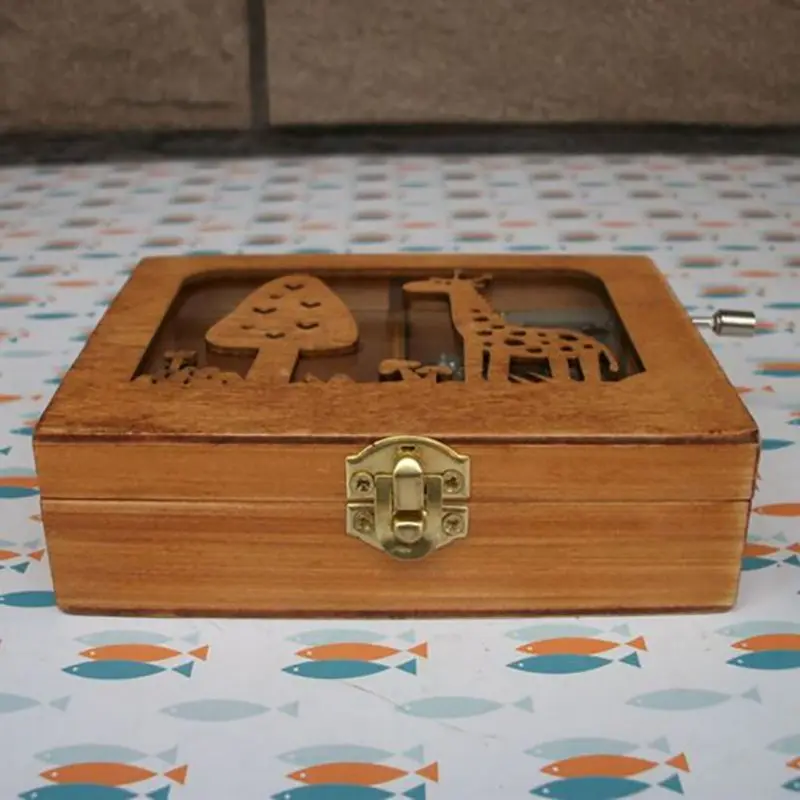 Деревянная мини музыкальная забавная форма коробка DIY деревянная Изысканная животное механическая рукоятка ремесло музыкальная шкатулка движение подарок