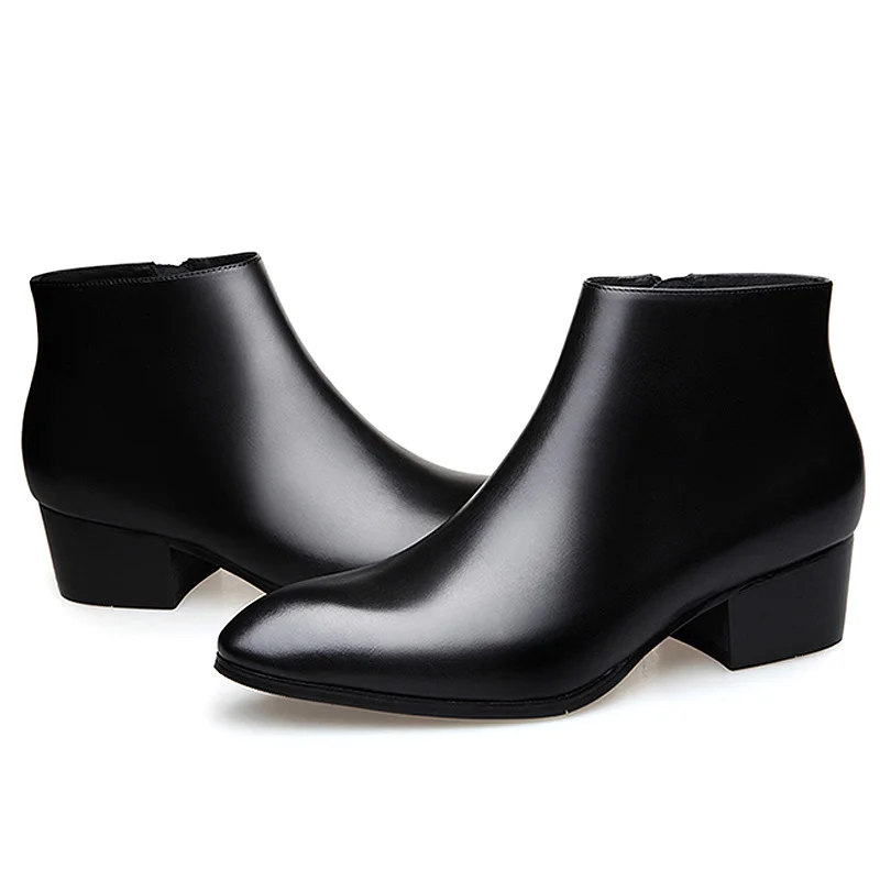 Новые модные мужские ботинки из натуральной кожи на молнии ботильоны высоком