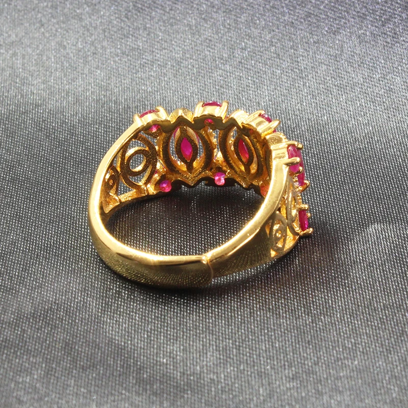 Барокко серебряное кольцо с рубином для женщин 11 шт Природный Африканский рубин