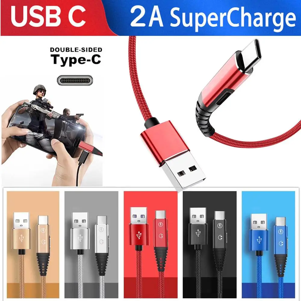 Feniores 1 м Плетеный USB C кабель для зарядки type адаптер наушников 2 в передачи данных