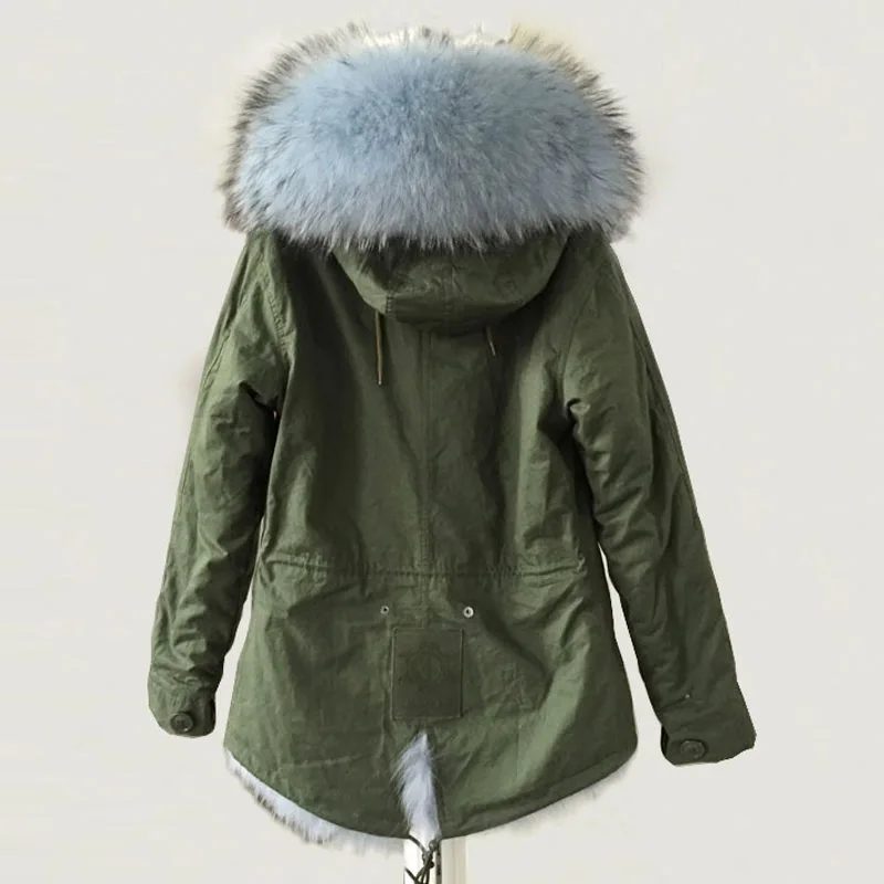 Winter Army Green Coat Light Blue real fox High quality warm thick fur lining Male parka | Мужская одежда