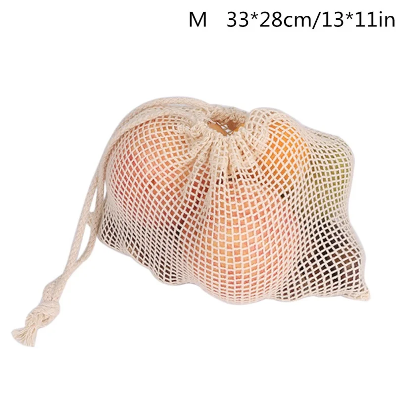 Многоразовая хлопковая сетчатая Портативная сумка для покупок производящая