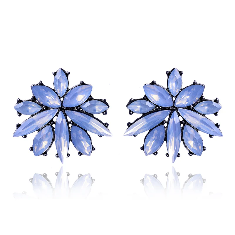 opal light blue LUBOV, цветные хрустальные листья, стразы, инкрустированные цветами, трендовые серьги-гвоздики, женские серьги для пирсинга, для свадебной вечеринки, ювелирные изделия - Окраска металла: opal light blue