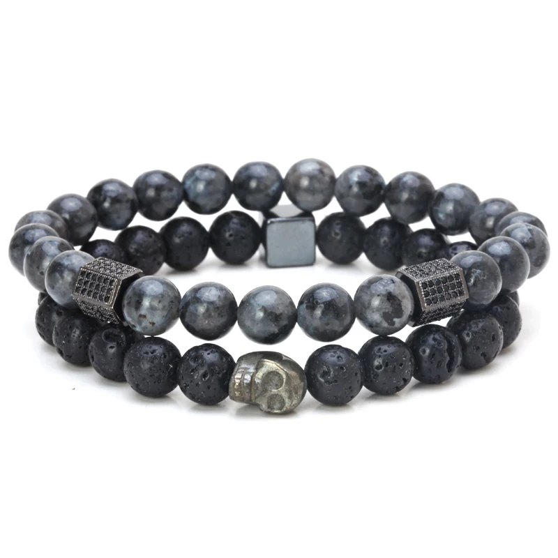 Браслеты mcllroy натуральный камень Для мужчин s Купер бисера Череп браслет с