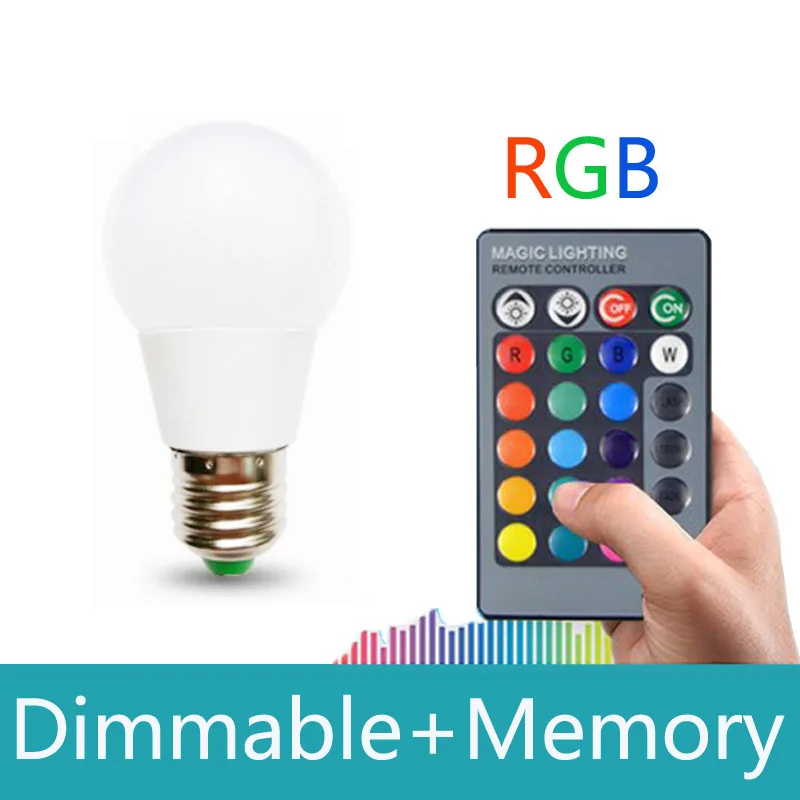 Полный Мощность светодиодная rgb-лампа E27 5 W 16 изменение цвета светодиодный