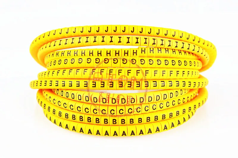 Yellow500pcs EC-0 EC-1 EC-2 EC-3 1.5mm2A-J ABCDEFJHIJ английские буквы гибких печатных рукав ярлыка