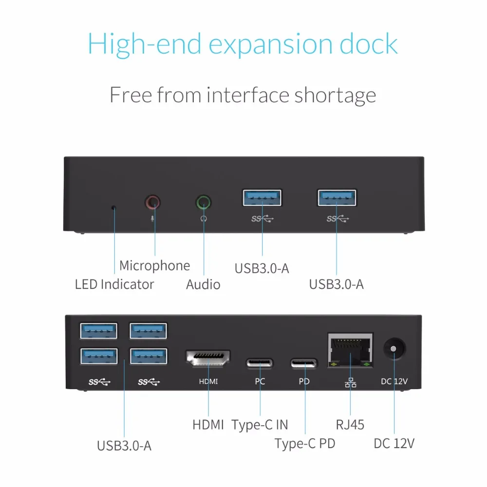 Док-станция ORICO SDB1 универсальная док-станция с 6 USB3.0-A портами и Type-C PD DC 12 В RJ45 HDMI 4K |