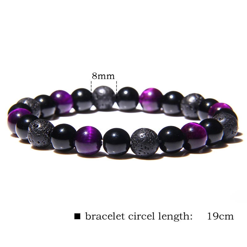 Браслет из натурального фиолетового камня с тигром и камнями модный браслет