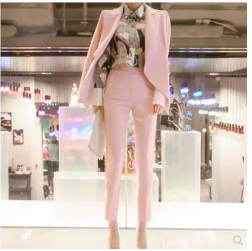 2018 модные формальные брюки костюмы для женщин бизнес интервью с длинным рукавом