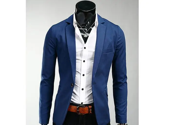 

2XL Men New Winter Korean Slim Casual one-piece Suit European And American Fashion Men 8-color One Button Suit Jacket Slim