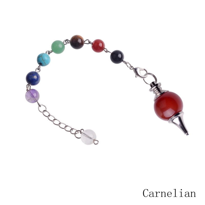 7 чакла рейки лечебные Натуральные полудрагоценные камни подвеска-Маятник из