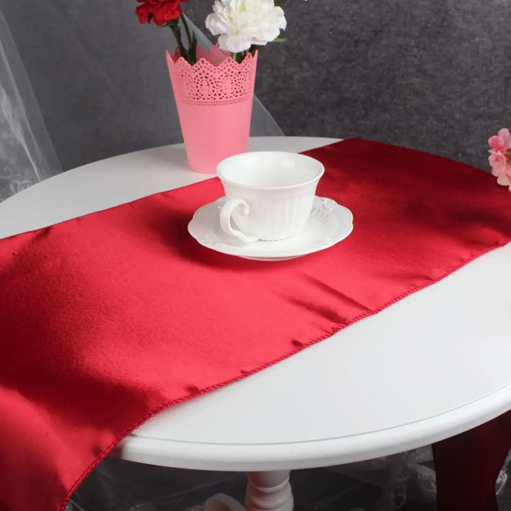 OurWarm 30x275 см атласные настольные дорожки современные скатерти для свадьбы, свадьбы, банкета, отеля, дома, вечерние украшения стола - Цвет: dark red